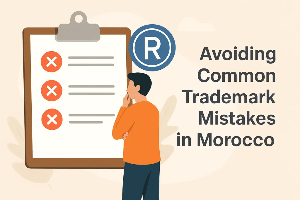 Illustration showing legal and strategic errors to avoid in Moroccan trademark registration
