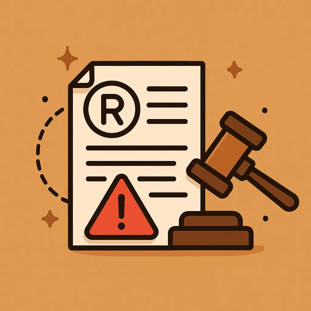  Legal document with trademark symbol and gavel representing trademark opposition in Morocco